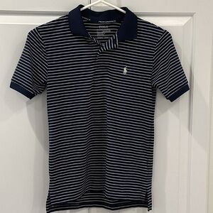 Boy's Ralph Lauren Polo Shirt - Navy & White Stripes, Performance- Size S (8)